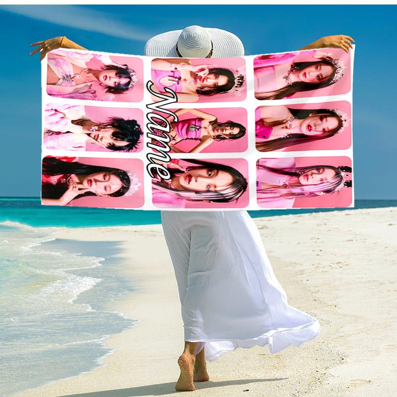 Personalized customized proof beach towel with (G)I-DLE pattern - soft, absorbent, quick-drying, perfect swimming, camping&bathing