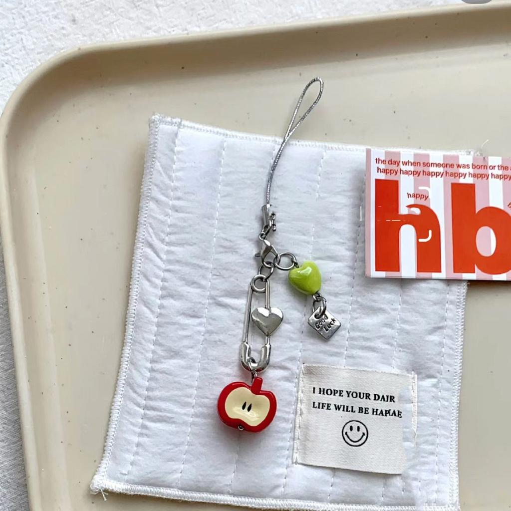 3D Fruit Phone Charms Pendant Cute Kawaii Y2K Love Handmade Bead Ins Korea Keychain Cases For iPhone 13 Schoolbag CCD Camera