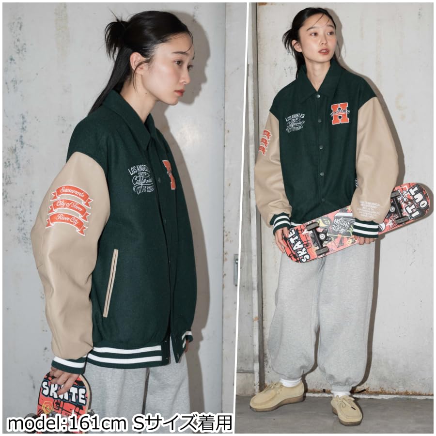 WEGO Unisex Stadium Oversized Outerwear with Casual Outerwear for Street Cold Weather Plus Christmas Size Type K Stadium D Green Men's Jacket,