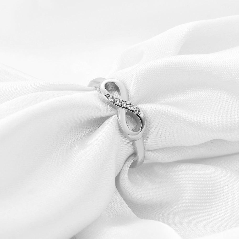 European American 6MM Infinity Stainless Steel Ring with Micro-Paved Diamonds - Versatile Women's Jewelry