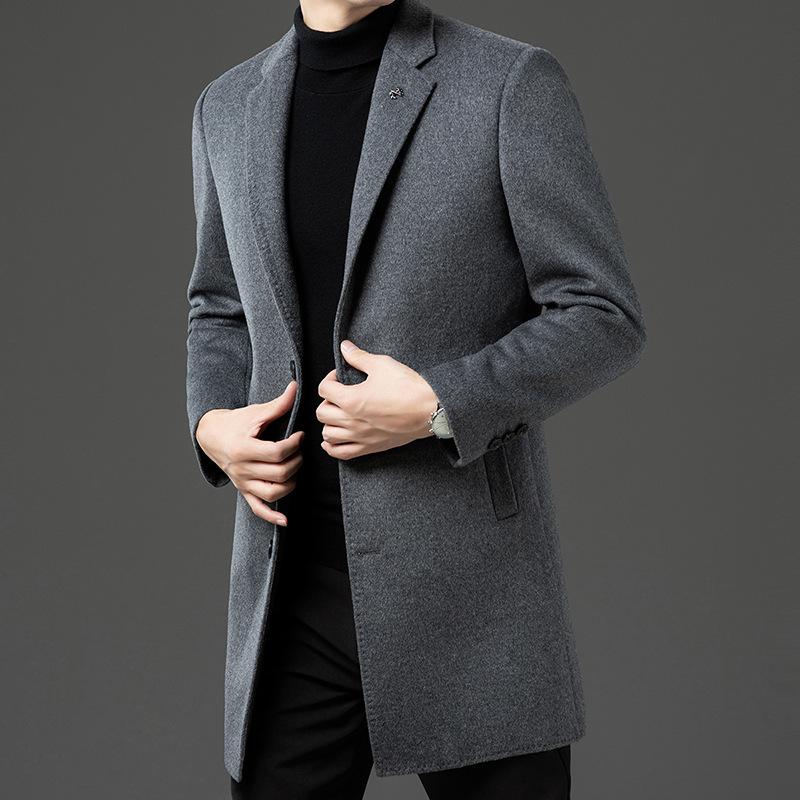 New Style of Middle-aged and Elderly Men's Wool Coat Dad's Mid-length Autumn and Winter Coat Business Casual Men's Clothing