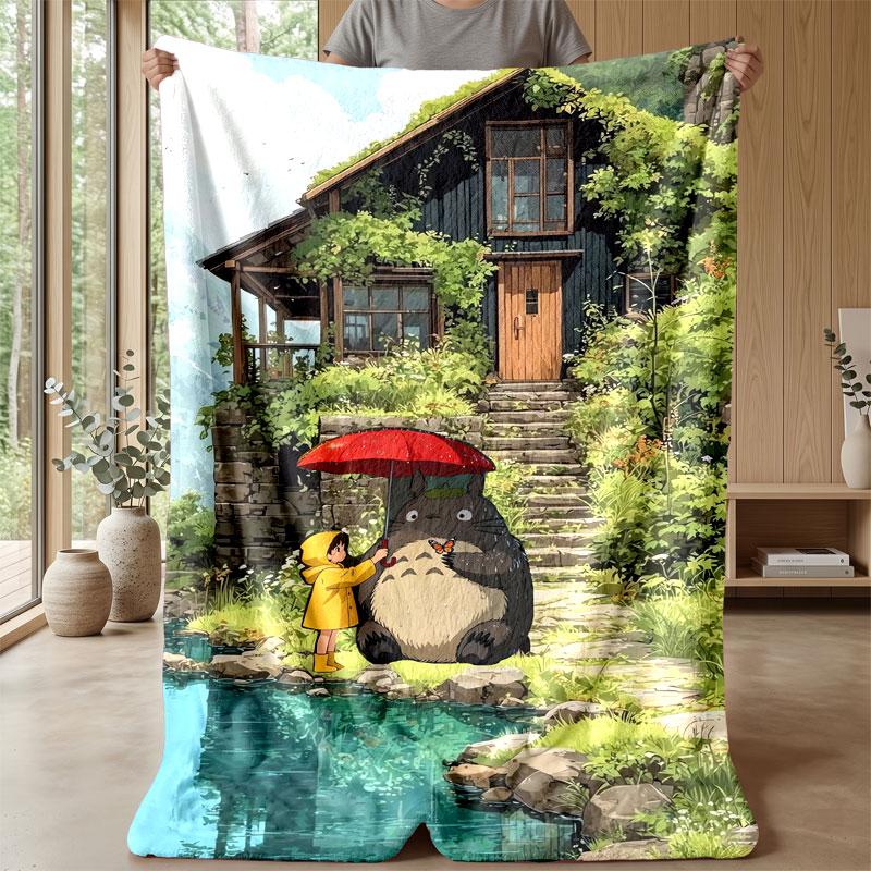 Soft Flannel Blanket Lightweight Cozy Bedroom Living Room CoverMy Neighbor Totoro