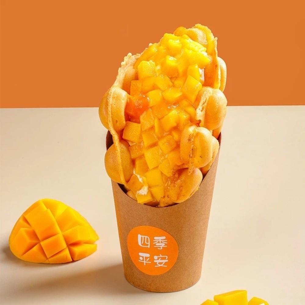 50PCS Oil-proof Disposable French Fry Cup Water Proof Eco-Friendly Kraft Paper Slanted Mouth Cup Thickened Multi-functional