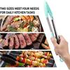 Silicone Non-SlipTongs for Cooking, 430 Steel Table Tongs for Kitchen Salad, Pasta, Grilling, BBQ, Heat Resistant Tip, Strong Grip for Meat Sky Blue