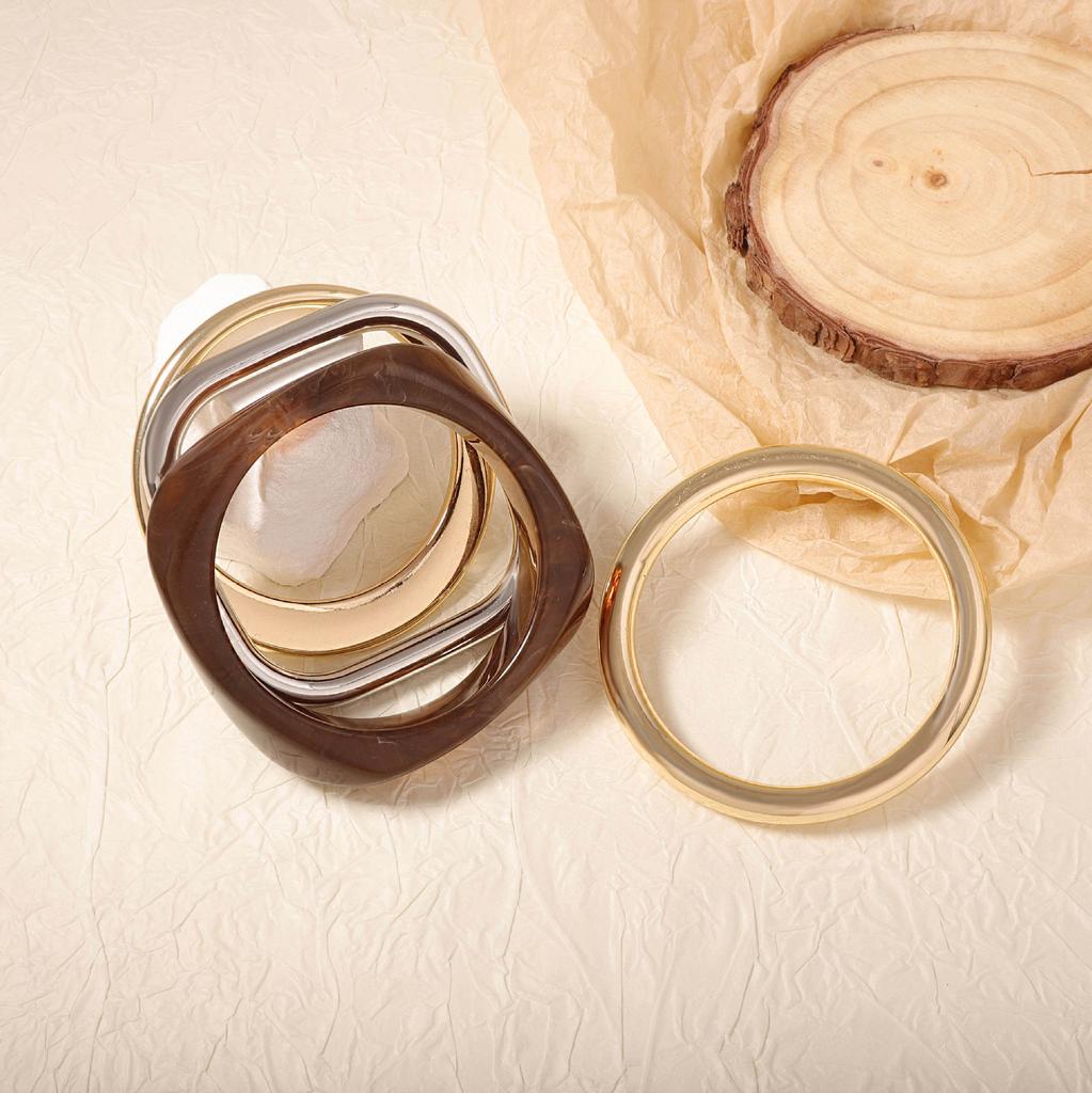 Personalized retro trend cold wind resin CCB geometric ring four-piece bracelet versatile casual women's models