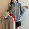 Oversized Womens Knit Sweater Winter Korean High Neck Rolled Edge Thick Warm Pullover Plus Size