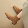Krazing Pot Sheep Suede Nubuck Autumn Winter Shoes Low Heels Size 43 Modern Boots Square Toe Zipper Retro Ankle Boots