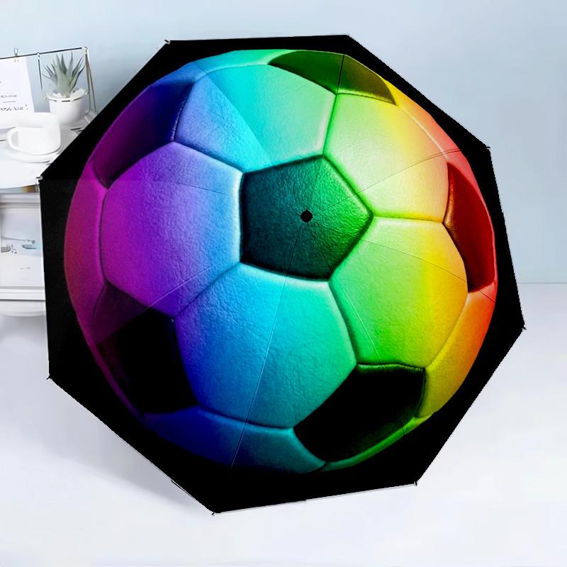 

One Colorful Rainbow Soccer Ball And an Automatic Umbrella with 8 Frames, Perfect for Travel, Camping, And Casual Use. A Light iron&8K