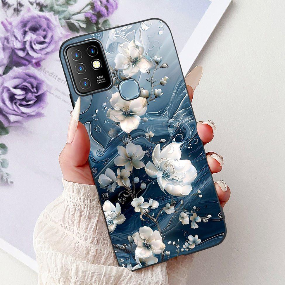 For Infinix Hot 10 Case Silicone Cute Cat Fashion Flowers Luxury Painted Back Cover For Inifnix Hot 10 Phone Case X682B X682C