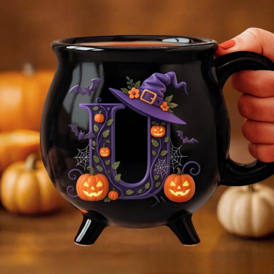 Yousheng 12oz Witch Cauldron Mug Personalized Halloween Coffee Mug Ceramic Witches Brew Tea Cup Halloween Birthday Gift for Women Besties Family