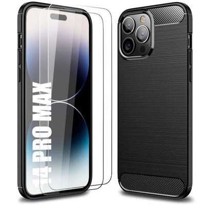Hülle - BOOLING - für iPhone 14 Pro Max - Stoßfest - Ultra Slim - 2 gehärtete Gläser