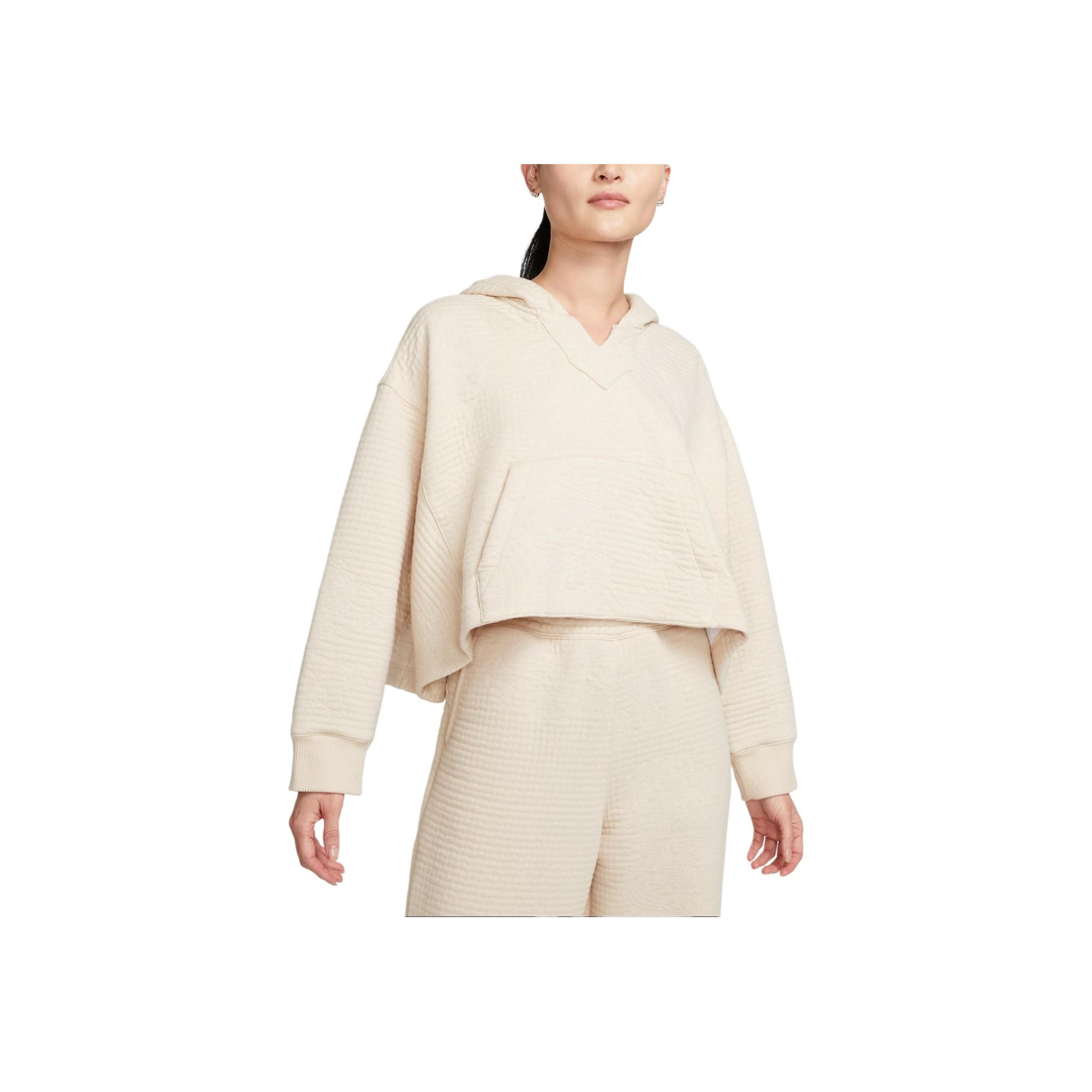 

Nike Yoga Luxe Solid Pullover Hoodie Long Sleeve Cropped Sweatshirt Women tops Sand-Dune-White White Multicolor DV9180-126 S