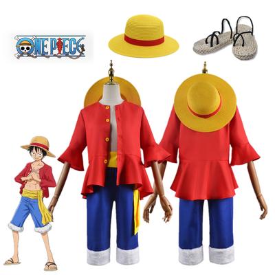 Yetişkin Çocuklar Anime İki Yıl Sonra Monkey D.Luffy Cosplay Kostümü Monkey D.Luffy Şapkalı Ayakkabılı Tam Set Cadılar Bayramı Cosplay Kıyafetleri