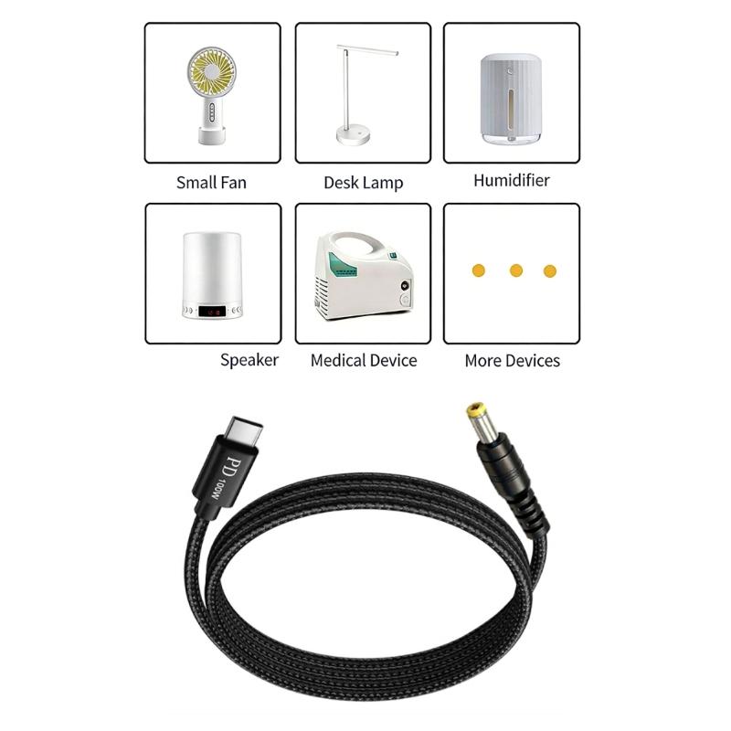 PVC Type C to DC5.5mm Chargers Cord Supporting 65W Fast Charge For Enhances Longevity And Portable Use