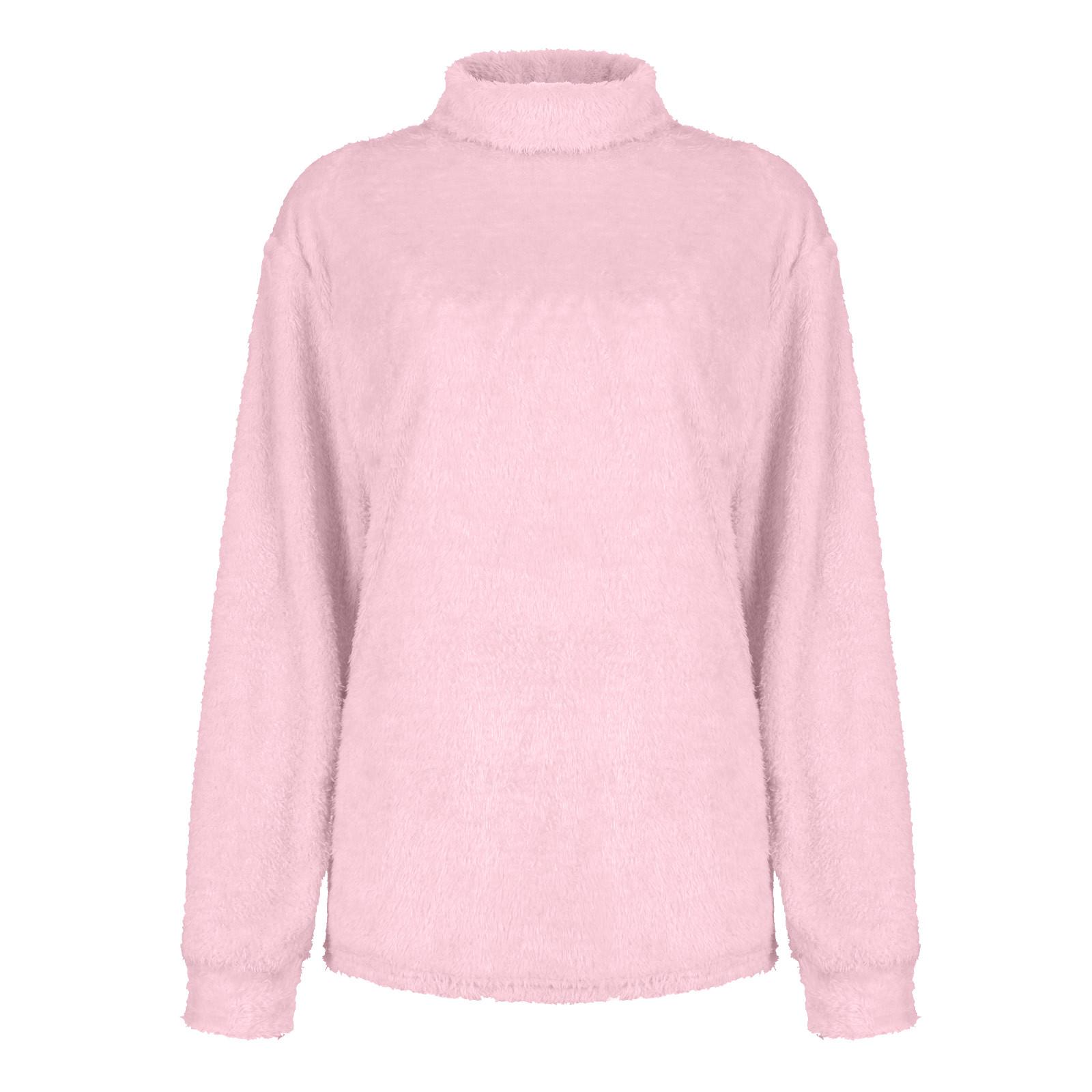 Модный женский повседневный однотонный свитер с высоким воротником — фото 6