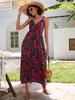 European and American Print Waist-Cinching Summer Midi Sling Dress for Women