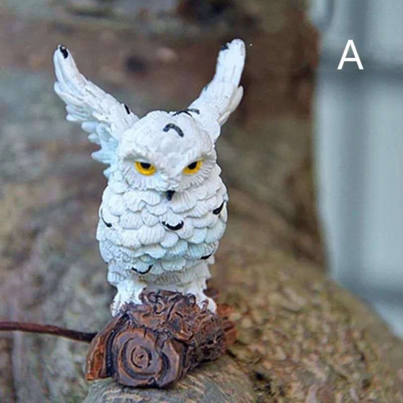 Mini Owl Branch Garden Ornaments Resin Crafts Fairy Garden Dollhouse  Moss Micro Landscape Bonsai Decorative DIY