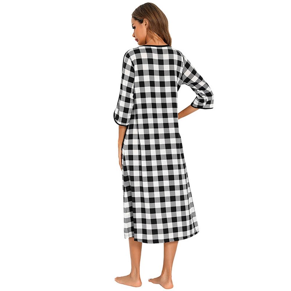 Autumn Winter Lady Zip Up Sleepdres Loose Nightgowns Spa Bathrobe Crewneck Soft Striped Sleepshirt Loungewear Sleepwear with Pockets