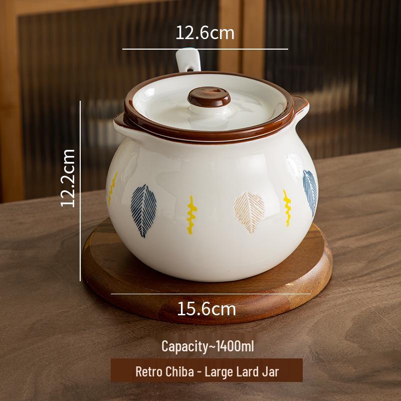 Japanese Ceramic Seasoning Jar with Lid and Spoon - Cute, High-Temperature Resistant Storage for Your Kitchen