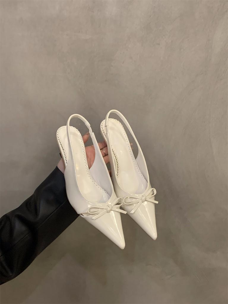 Kitten Heel High Heels Bag Head Sandals Fairy Shoes New Spring Bow Pointed Single Shoes