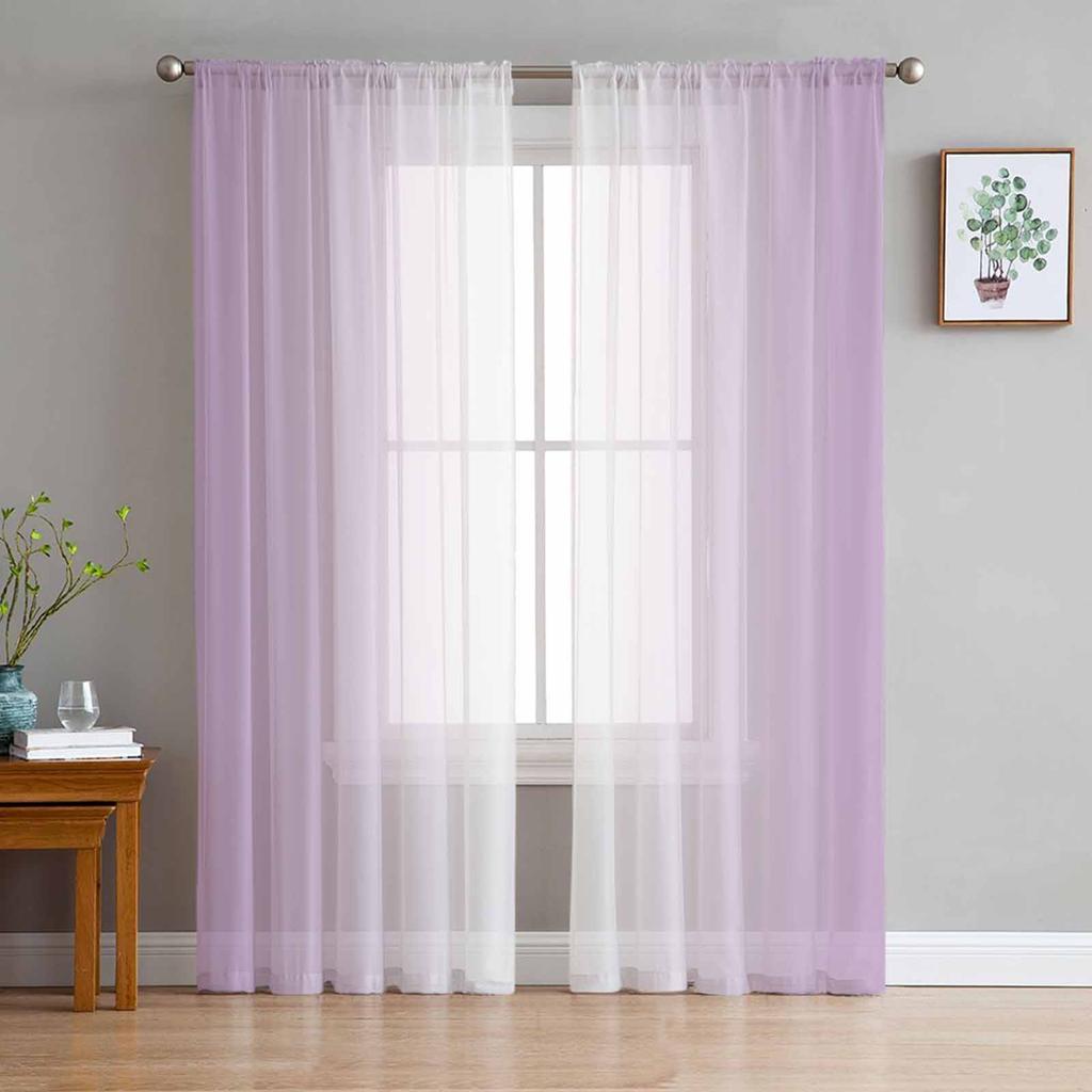 Transparente Vorhänge mit grünem und weißem Farbverlauf für die Wohnzimmerdekoration, Fenstervorhänge für die Küche, Tüll-Voile-Organza-Vorhänge