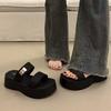 High-end New Going Out Slope Heel Slippers with Skirts Are Beautiful, Thick Bottom Heightening Cool Slippers Women's Summer Wear