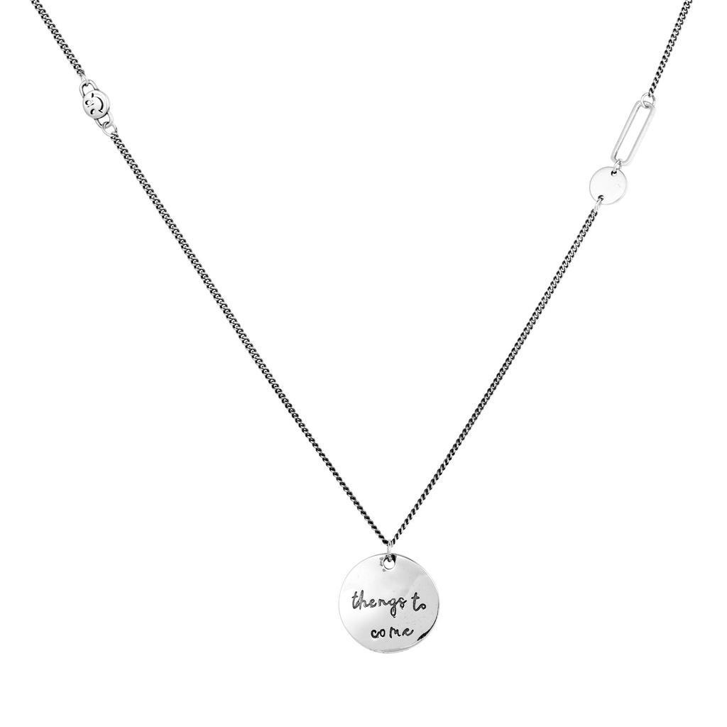 Engraved English Ring Necklace Cold Style Clavicle Chain Men and Women's Cool Style