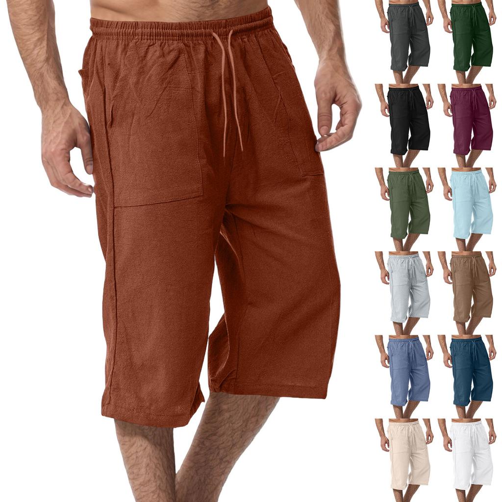 Herren Freizeit Baumwolle und Leinen Sporthose, 70% Freizeithose