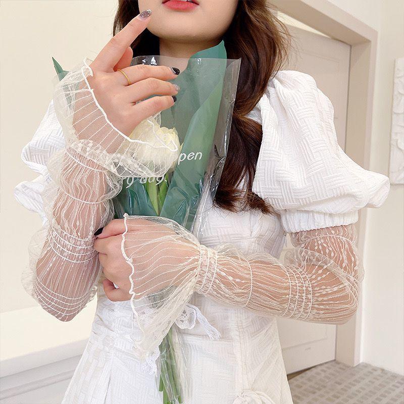 

Летние ультратонкие свободные рукава Ice, универсальные солнцезащитные рукава, кружевные рукава Ice Silk бежевый