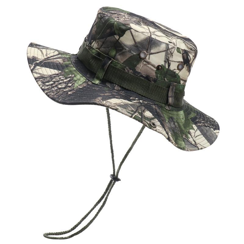 Camouflage Bucket Hat Men Women UV Protection Wide Brim Sun Breathable Foldable Outdoor Fishing Hiking