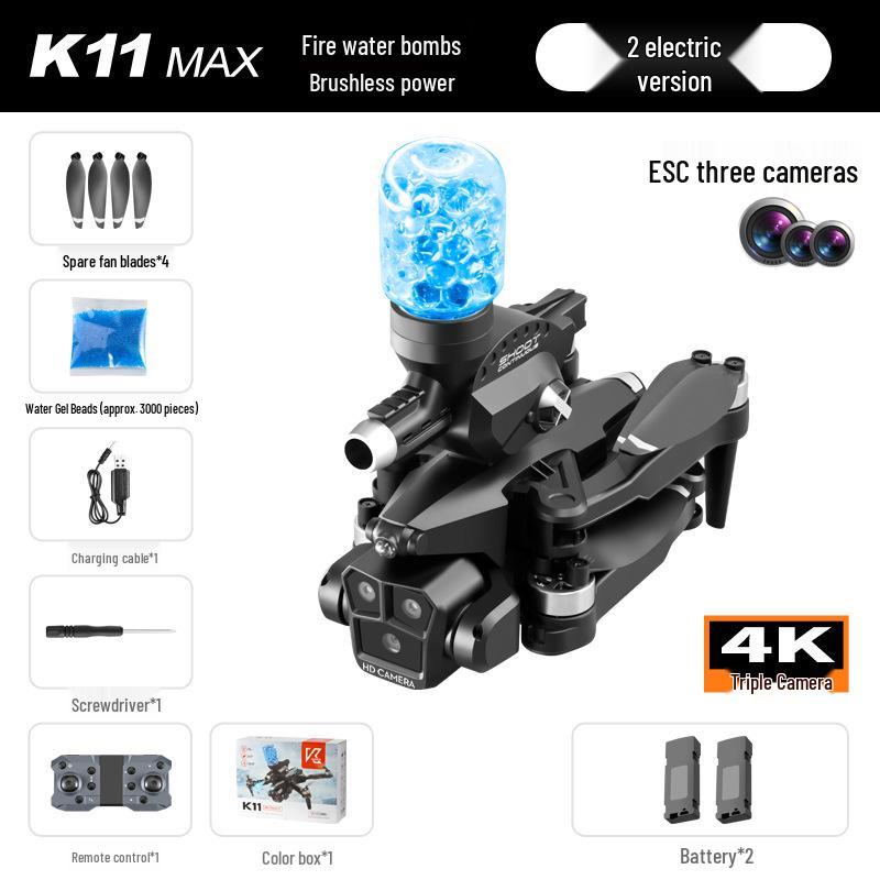 K11Max Drone: Brushless Motor Quadcopter with Triple Cameras, Water Bomb Launch, Remote Control