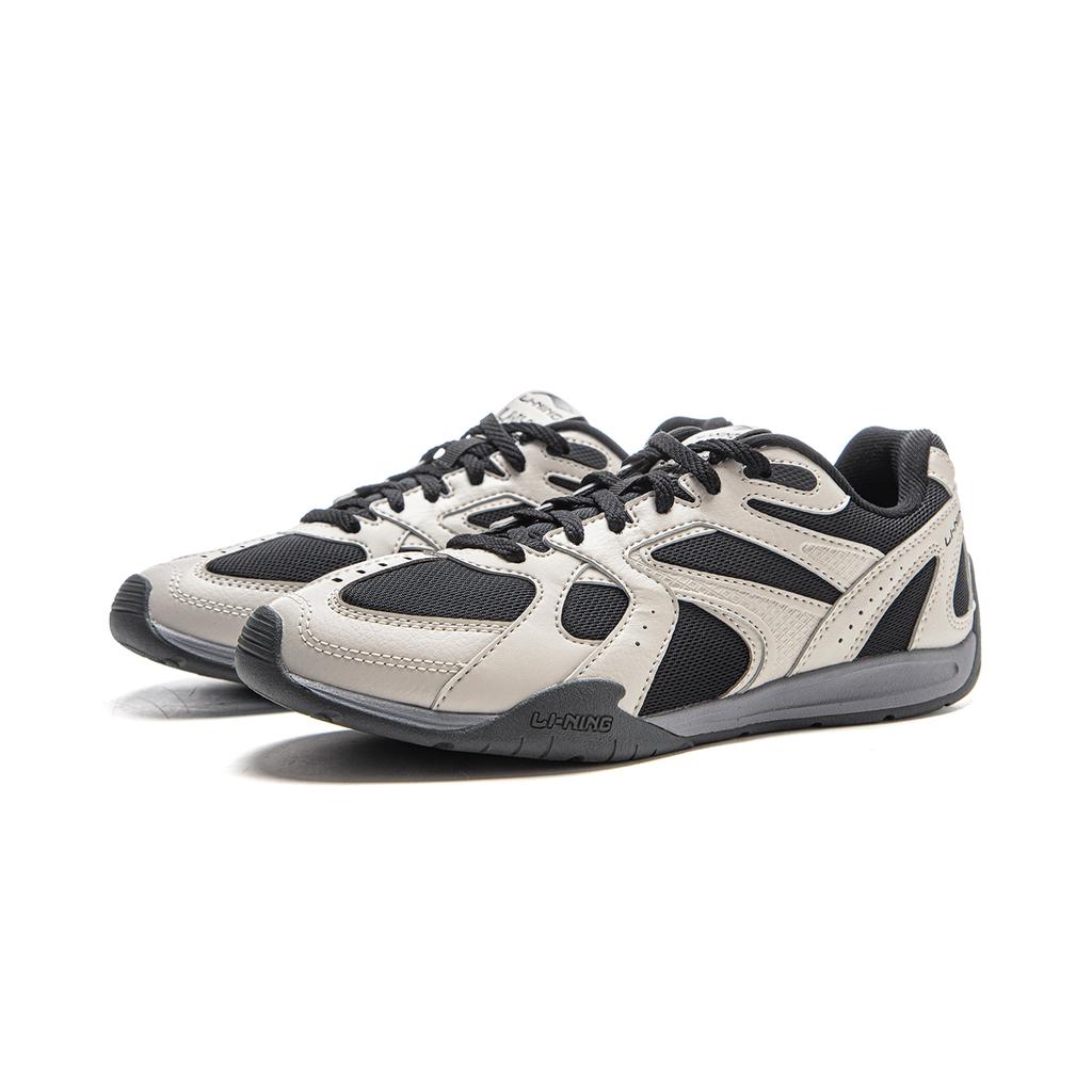 Li Ning Film Retro Slip Resistant, Abrasion Resistant, Lightweight Low Top Casual Shoes Women's Gray Black AGLV204-3