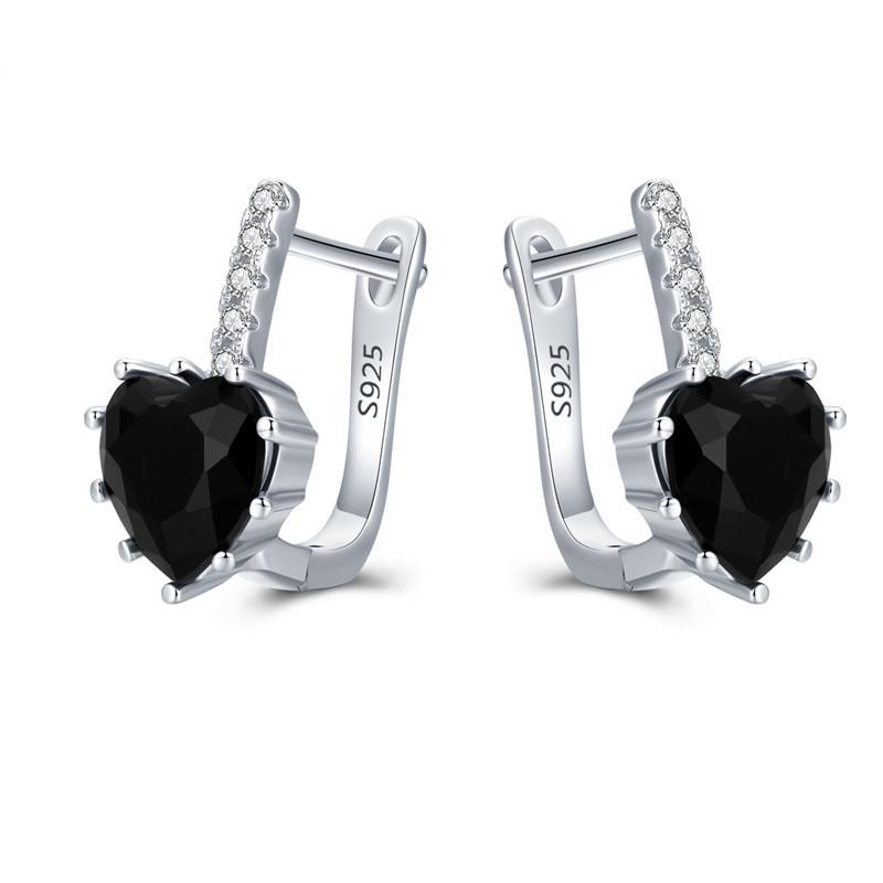 Black Awn New Classic Silver Color Round Trendy Spinel Engagement Hoop Earrings for Women Jewelry I181
