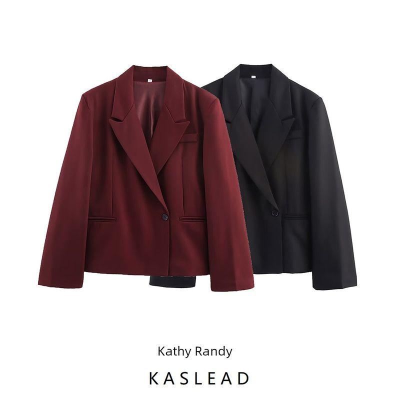 Kaslead New Women Clothes Western Style Fashion Simple and Versatile Loose Short Blazers