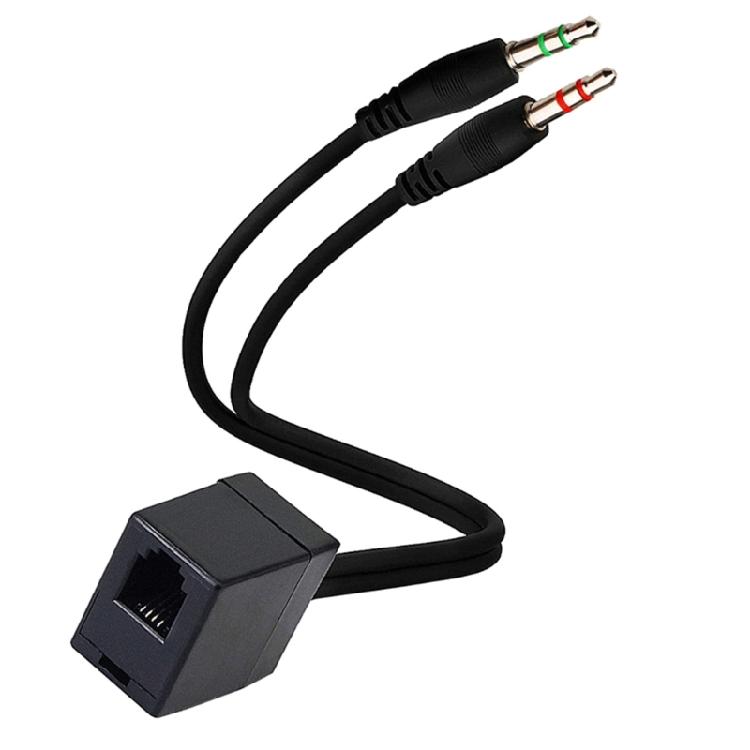 Female RJ9 to Male 3.5mm Plug Headset Adapter Telephone Headphone Adapter