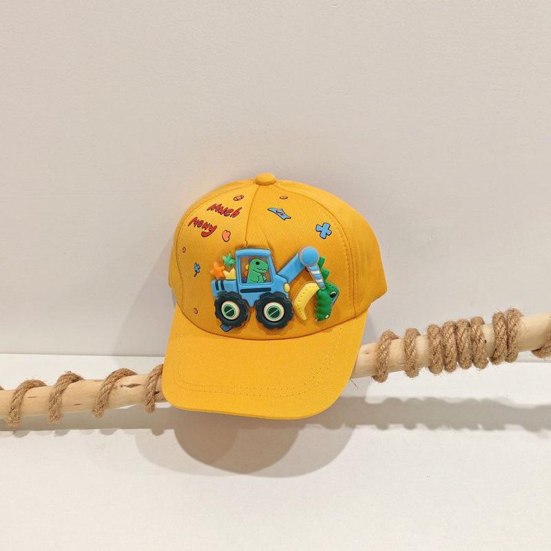 Spring Kids' Cartoon Excavator Baseball Cap - Cute, Versatile Sun Hat for Boys & Girls