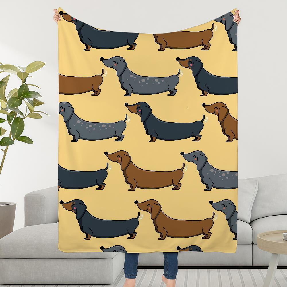 Dachshund Cartoon Blanket Throw Super Cosy Plush Living Room Sofa Couch Childish Birthday Gifts