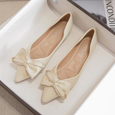 Ballerinas für Damen, bequeme Ballerinas aus PU-Leder, spitze Zehenpartie, Abendschuhe mit Schleife für Damen, Schlupfschuhe, Arbeitsschuhe, Ballerinas, weiche Wanderschuhe