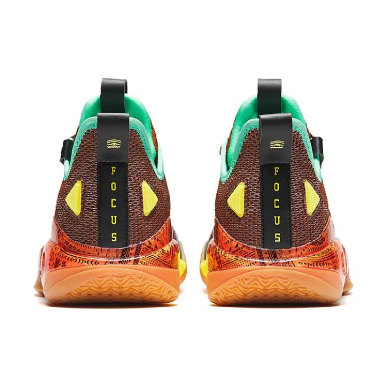 Anta Frenzy 5 Pro FOCUS Abrasion Resistant Low Top Basketball Shoes Men's Orange Green Sneakers 112411111S-4