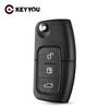 KEYYOU Key Shell For Ford Focus Fiesta C Max Ka 3 Buttons Flip Folding Uncut Blade Remote Car Blank Key Fob Cover Case