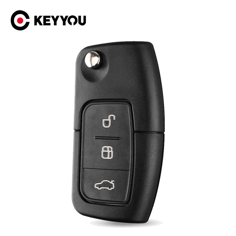 Coque de clé KEYYOU pour Ford Focus Fiesta C Max Ka 3 Boutons Flip Pliante Lame non coupée Télécommande Voiture Clé vierge Étui Housse