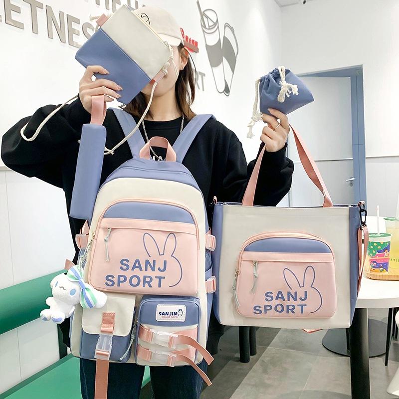 

Набор из 5 предметов: рюкзак для девочек-подростков, нейлоновые износостойкие школьные ранцы, ученики начальной школы 3-6 классов, сумка для переноски через плечо, рюкзак