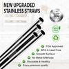 Stainless Steel Smoothie Straws, 0.4'' Extra Wide Reble Metal Drinking Straws for Milkshake, Smoothie, Bubble Tea, Juice, Beverage, Set of 4 with 2