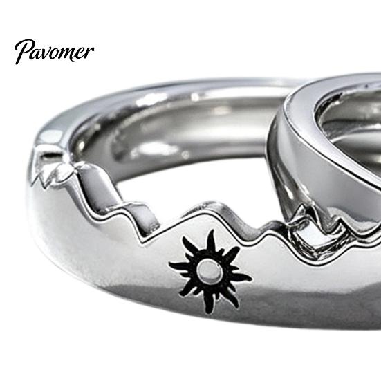 Sun Moon Rings 1 Pair Matching Couple Ring, Wedding Engagement Promise Adjustable Alloy Band Hypoallergenic Open Romantic Gift for Him Her Ring