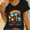 Rainbow Neurodiversity Tshirt It's Okay To Be Different Cute Flower Shirts Design Autism Awareness T-shirt Autism Mom Retro Tees