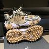 Dad Shoes Europäische Schuhe Neue Sommer Atmungsaktive Einzelne Schuhe Plateau Lässige Sportschuhe Strass Netzschuhe