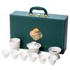 High-grade suet jade white porcelain ink bowl cover kung fu tea set gift box, a complete set of bowl cover ceramic souvenirs