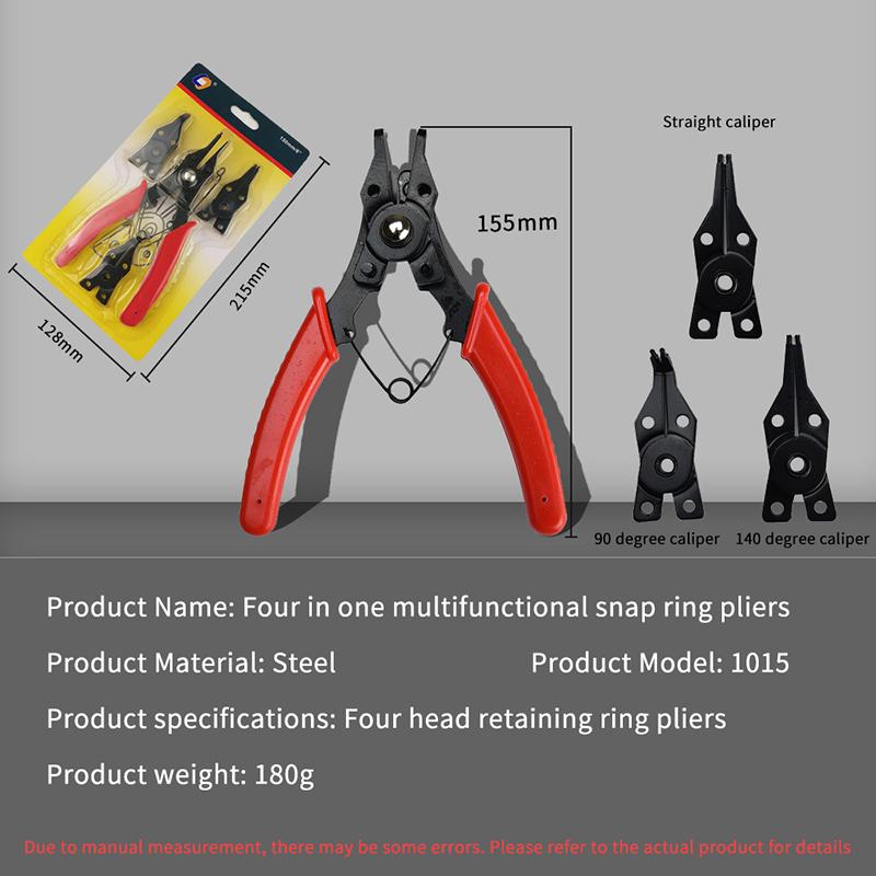 4 In 1 Multifunction Circlip Pliers Snap Ring Pliers Retaining Circlip Pliers Disassembly Ring Pliers Hand Tools