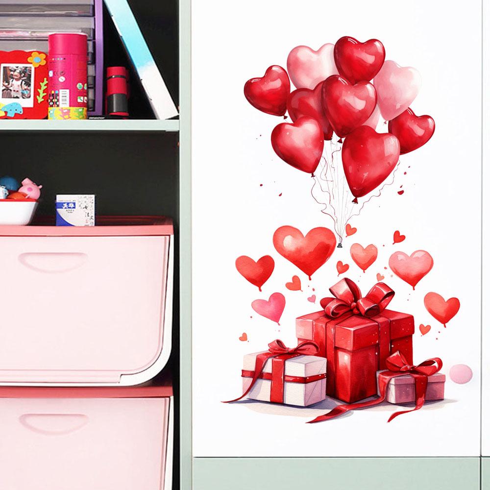 Valentinstag Herzballon Wandaufkleber - Abnehmbare Dekoration für Wohnzimmer, Schlafzimmer oder Eingangsbereich.