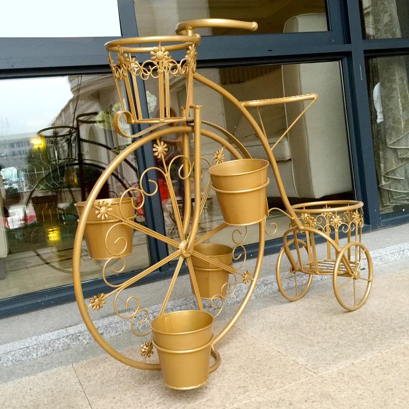 Elegant European Wrought Iron Multi-Layer Balcony & Garden Bicycle Plant Stand